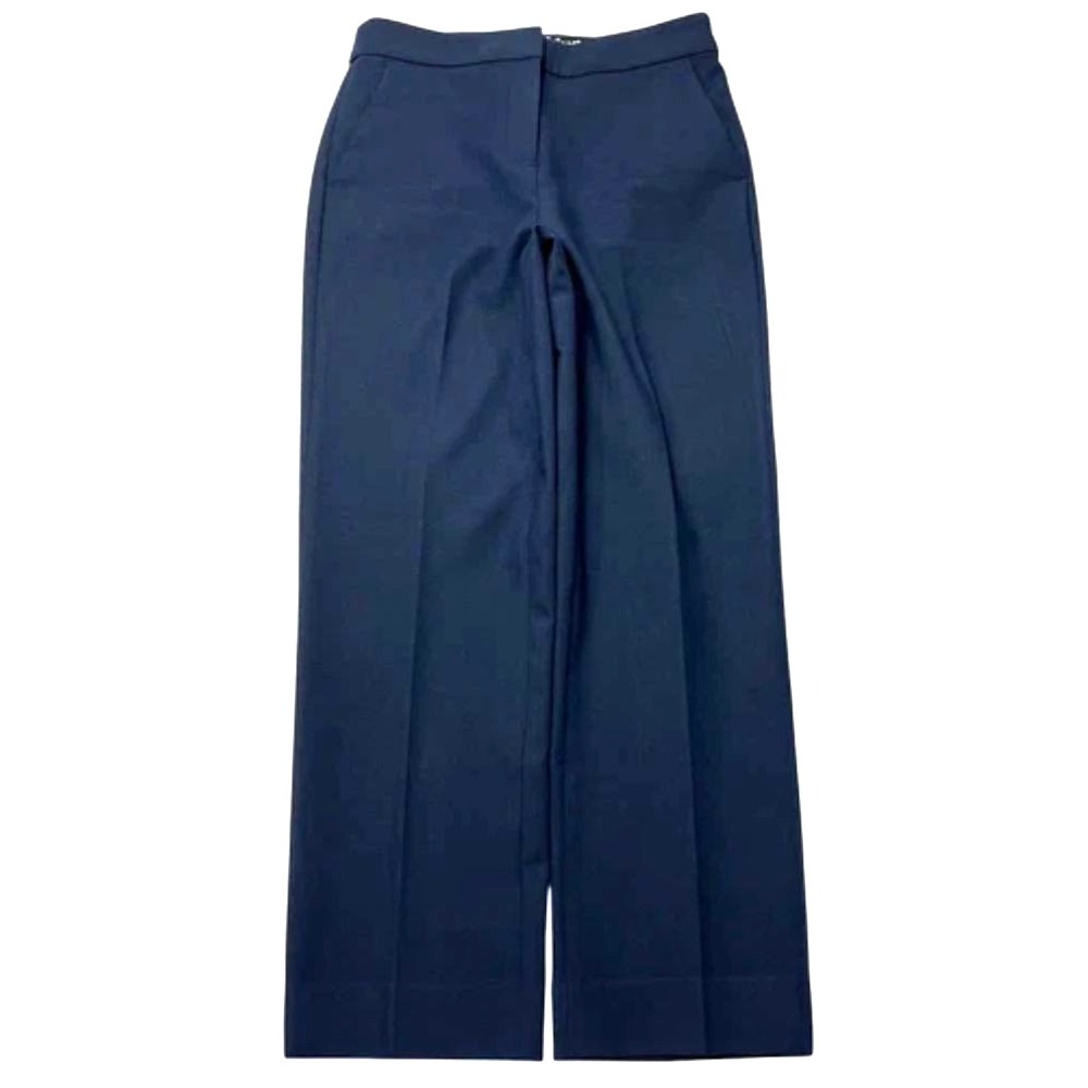 J CREW Sz 8 Navy Kate Dress Pants Trousers Carreman Fabric Design Europe Stretch
